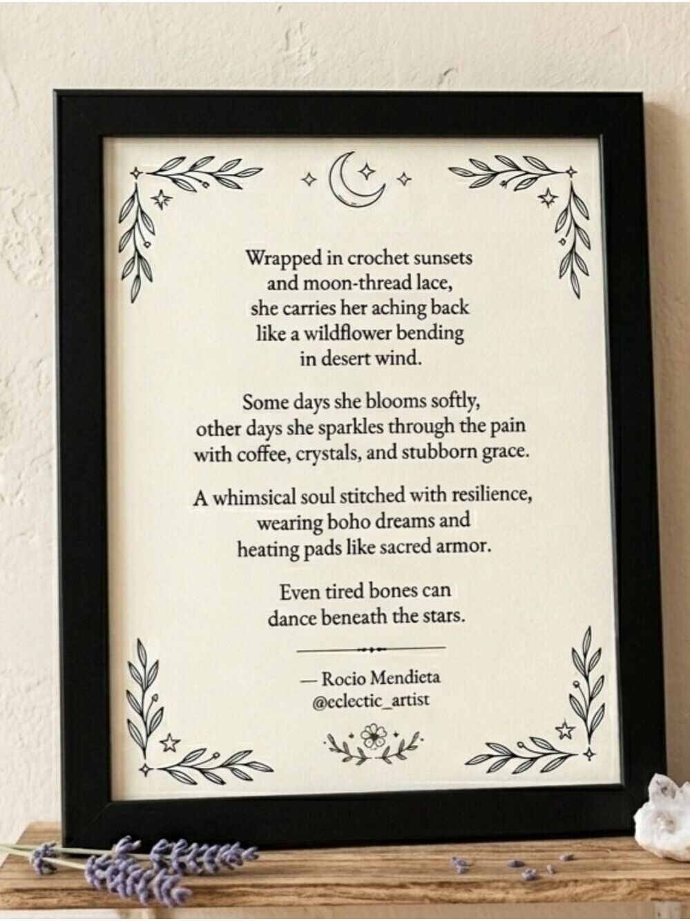 Handmade Boho Framed Poem 8x10 Wall Art 1 FREE Sticker Gift Artisian Original
